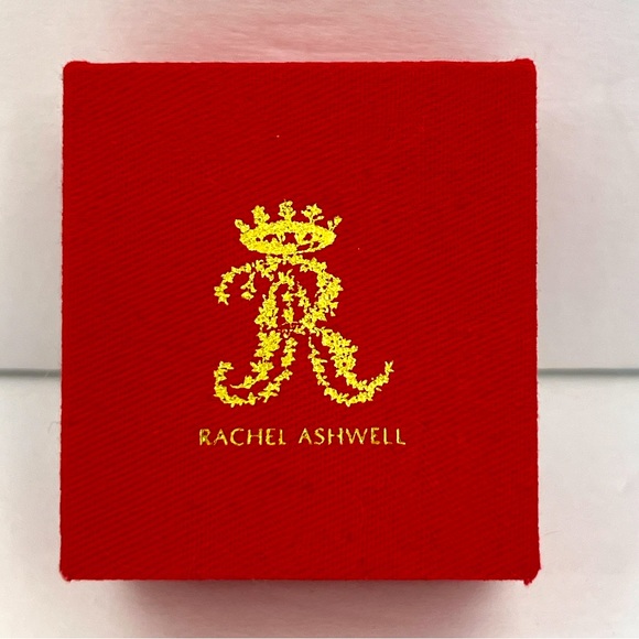 RACHEL ASHWELL, STERLING SILVER WITH CUBIC ZIRCONIA 2 STUD EARRINGS, GOLD COLOR - Picture 14 of 16